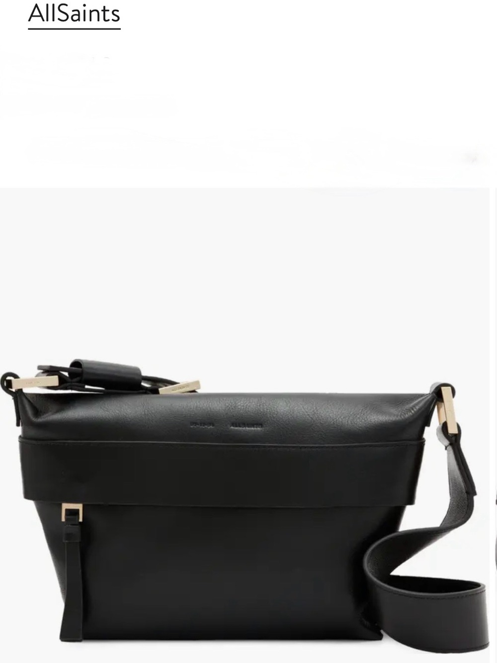 AllSaints Colette Black Leather Crossbody Bag